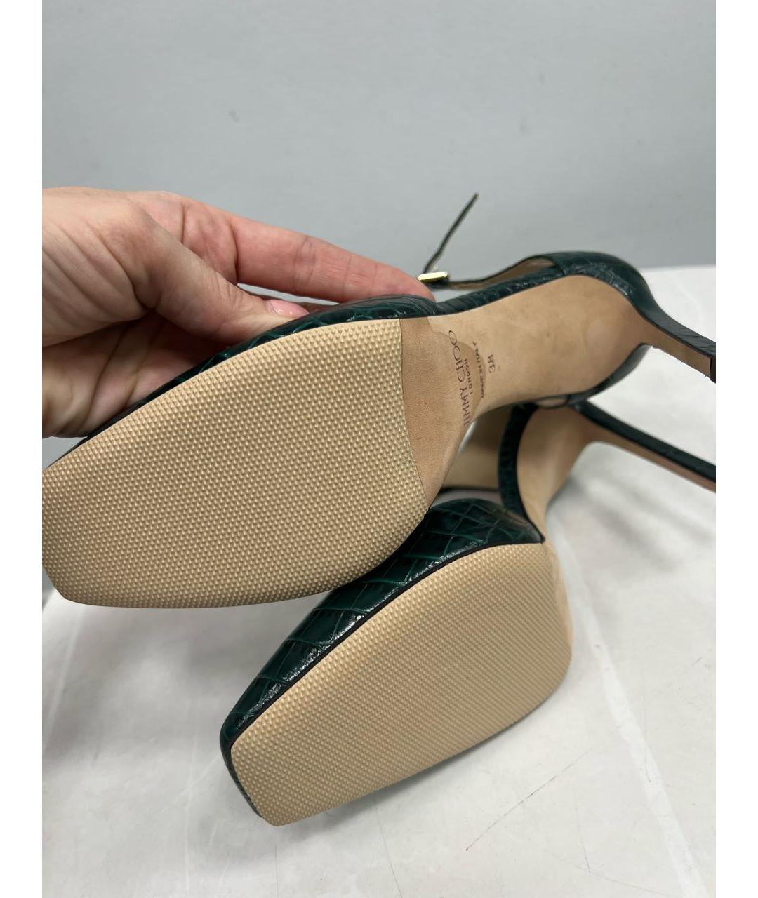 JIMMY CHOO Зеленые кожаные туфли, фото 7