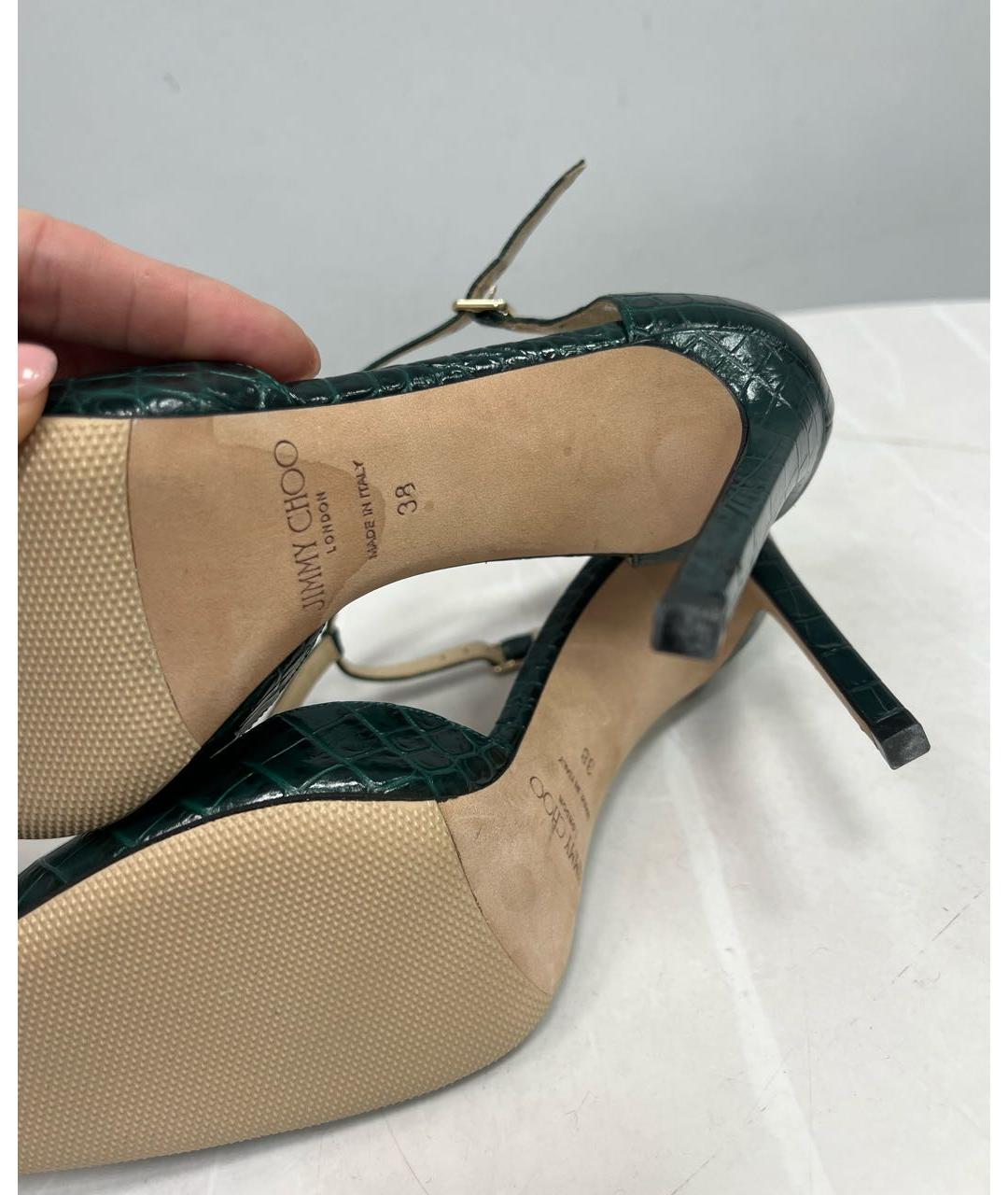JIMMY CHOO Зеленые кожаные туфли, фото 6