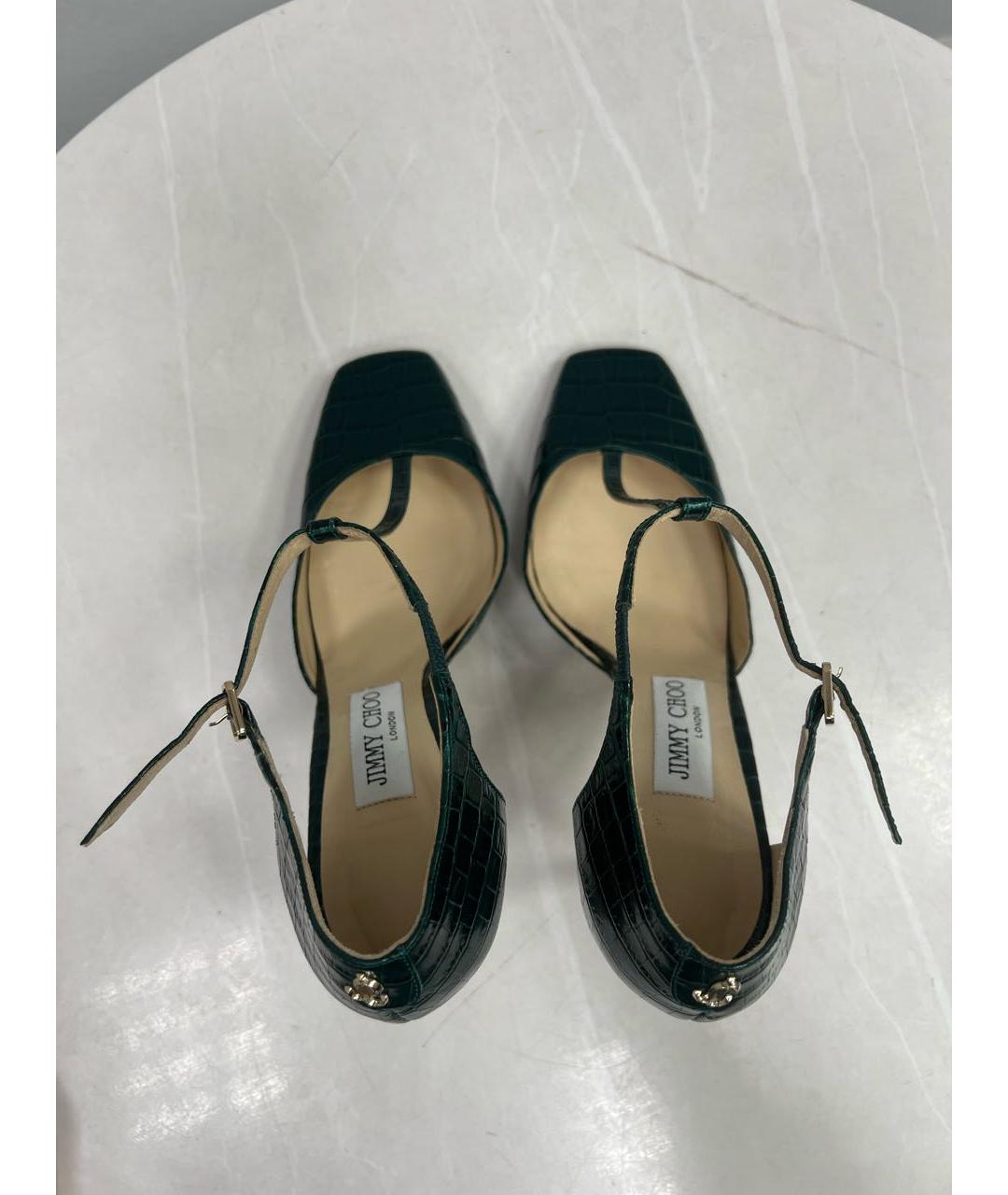 JIMMY CHOO Зеленые кожаные туфли, фото 3