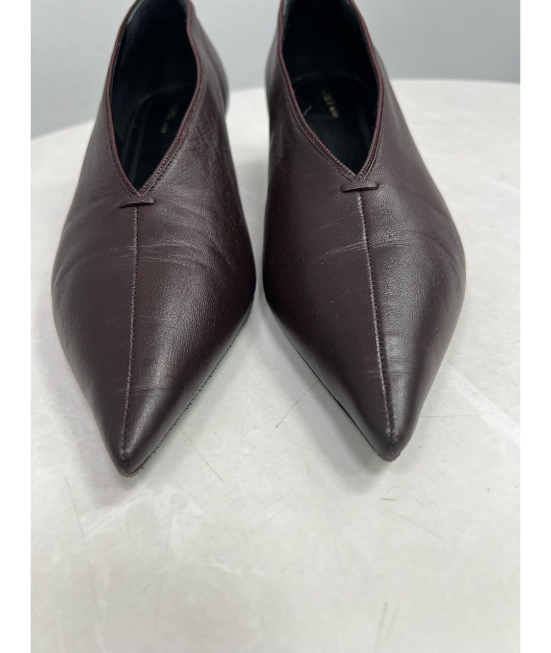 CELINE Бордовые кожаные лодочки на низком каблуке, фото 4