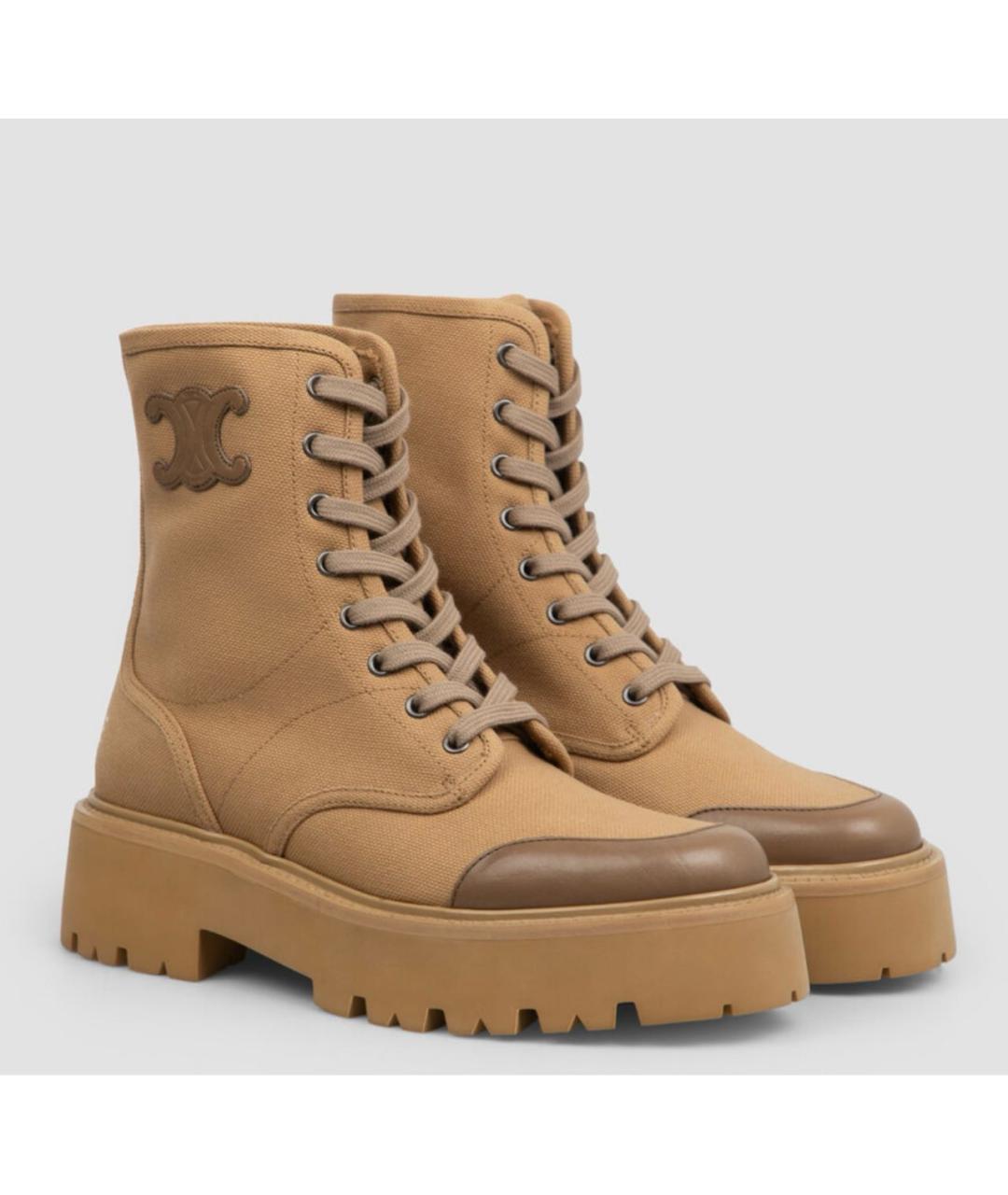 CELINE Бежевые текстильные ботинки, фото 2