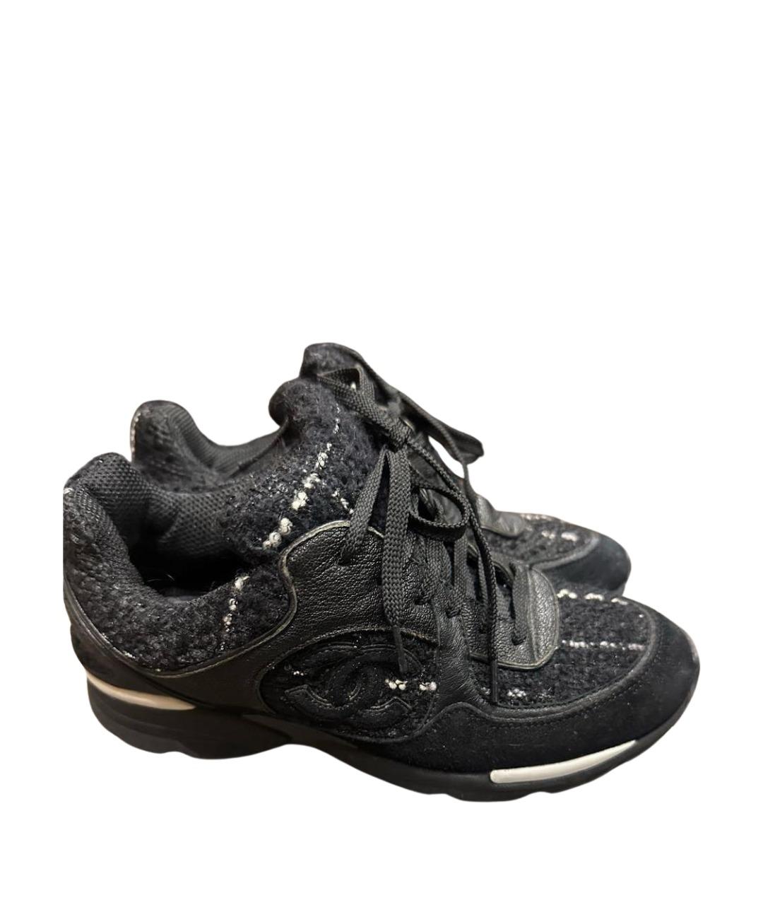 CHANEL Черные текстильные кроссовки, фото 1