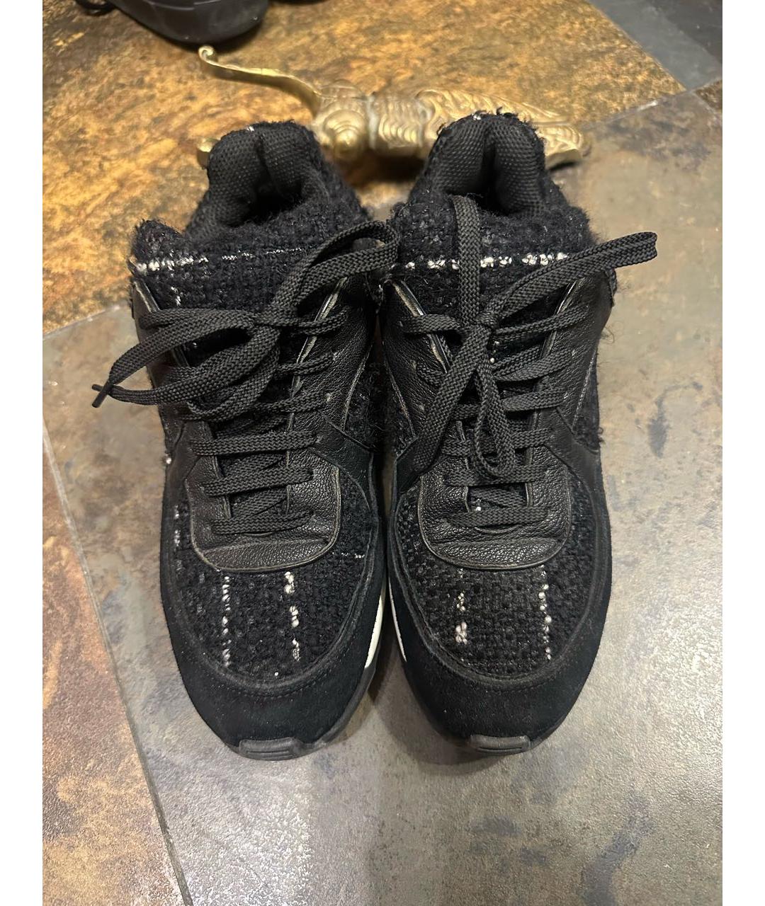 CHANEL Черные текстильные кроссовки, фото 2