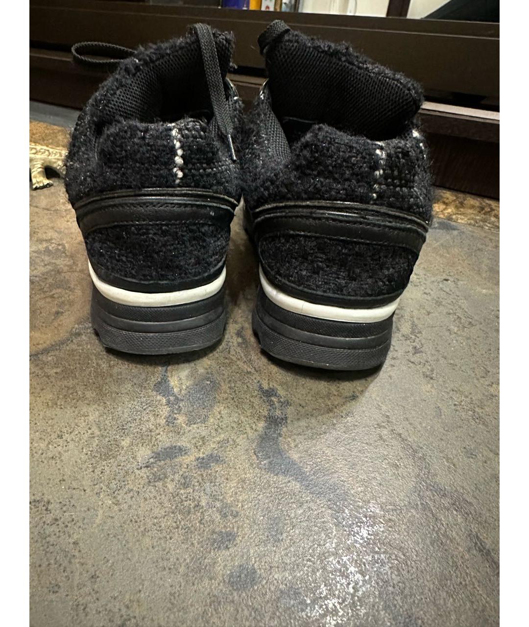 CHANEL Черные текстильные кроссовки, фото 4