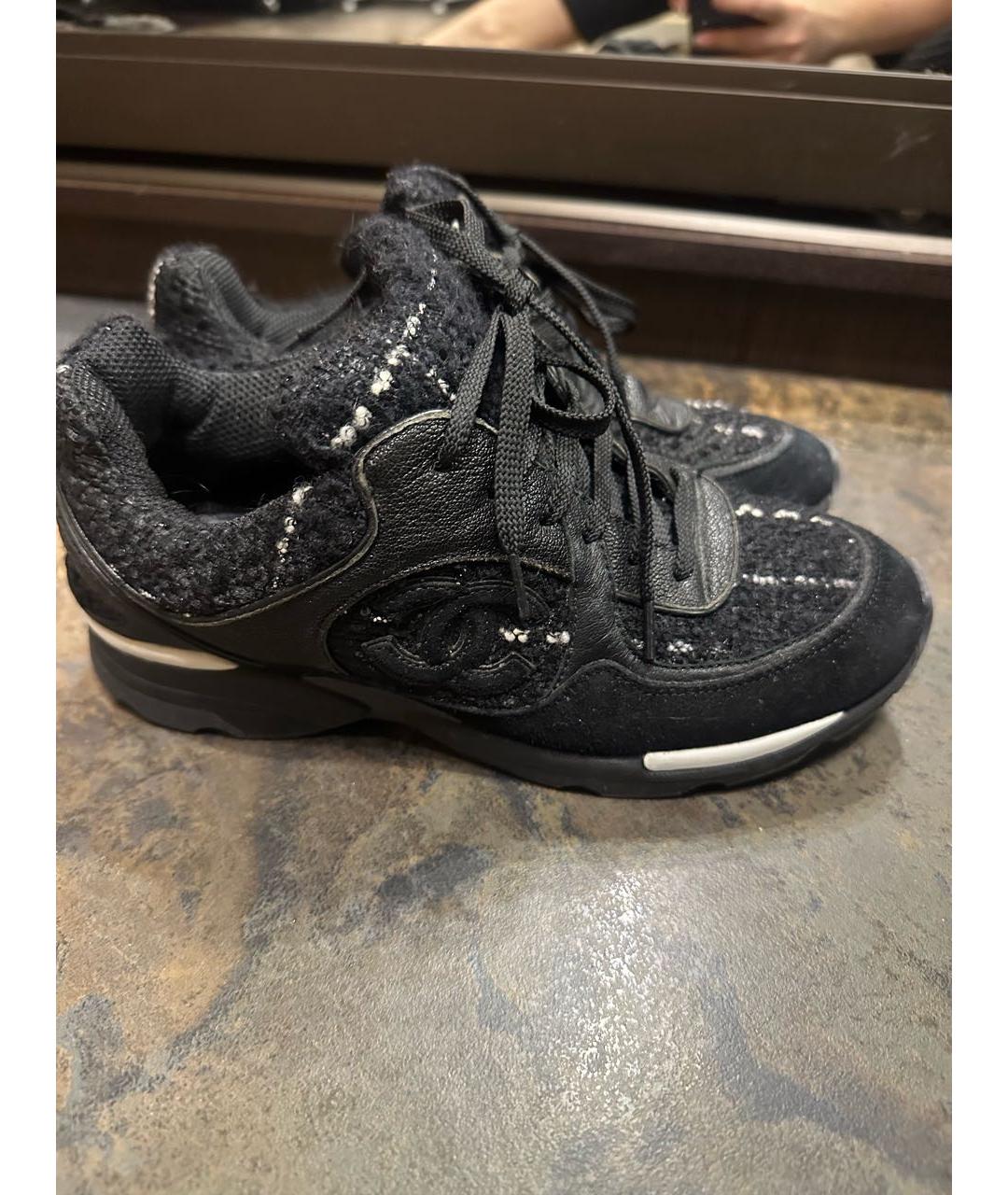 CHANEL Черные текстильные кроссовки, фото 5