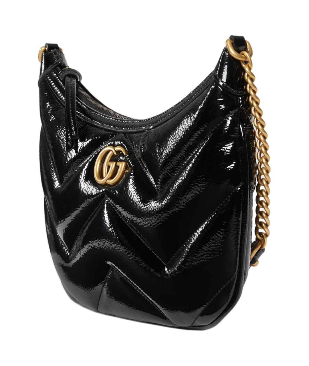 GUCCI Черная сумка с короткими ручками из лакированной кожи, фото 2