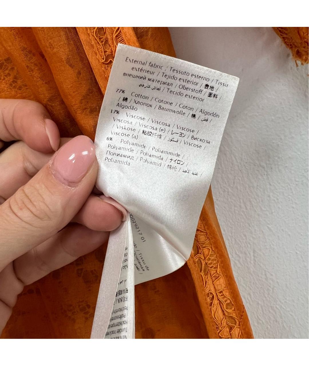 VALENTINO Оранжевое хлопковое коктейльное платье, фото 7