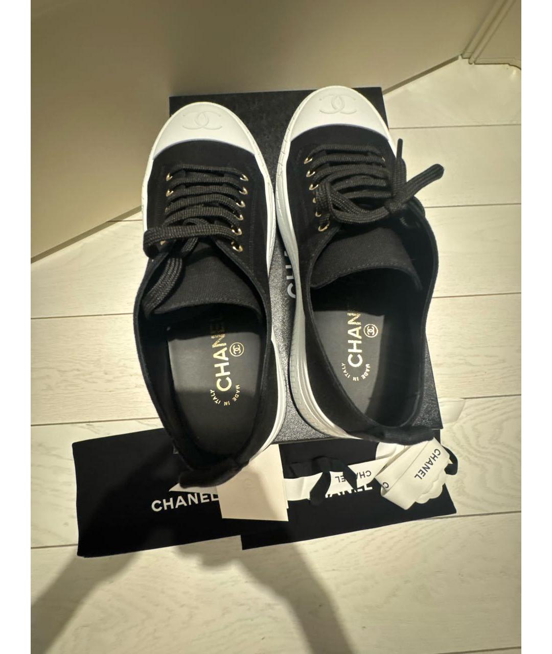 CHANEL Черные текстильные кеды, фото 3