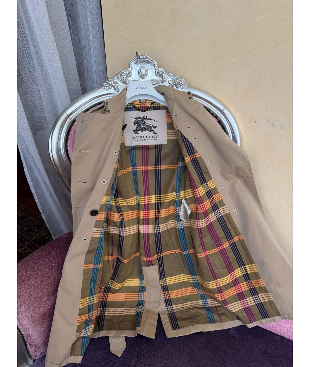 BURBERRY Бежевый хлопковый тренч/плащ, фото 4