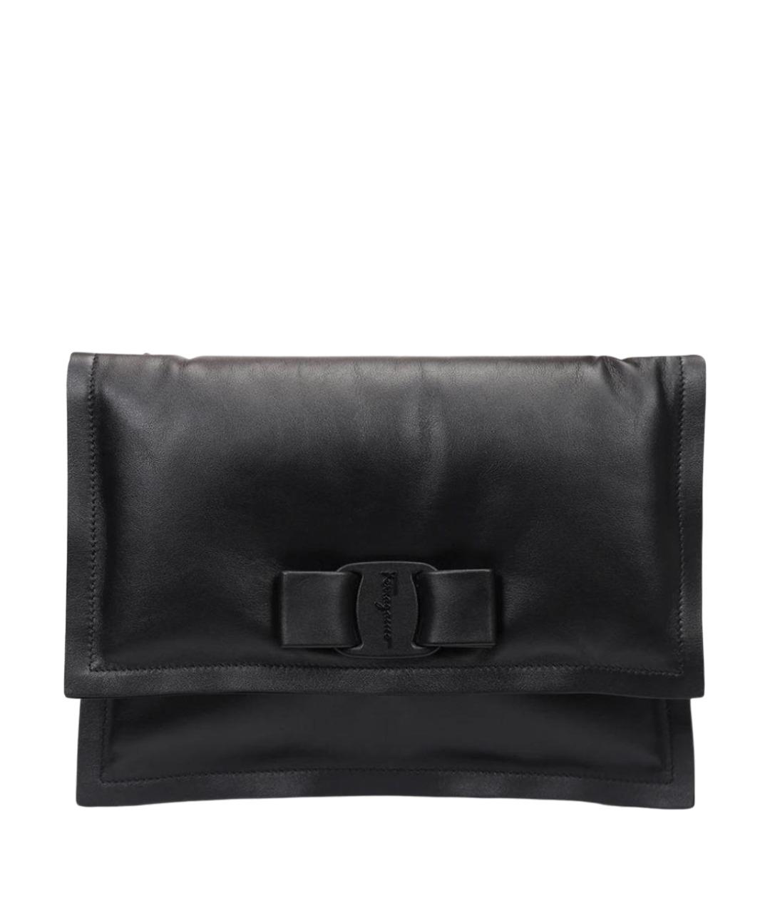 FERRAGAMO Черная кожаная сумка через плечо, фото 1