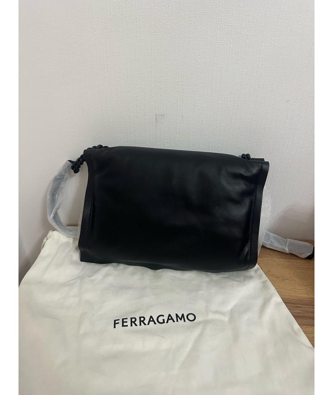 FERRAGAMO Черная кожаная сумка через плечо, фото 3
