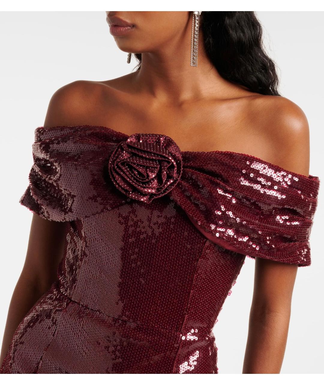 REBECCA VALLANCE Бордовое полиэстеровое коктейльное платье, фото 4