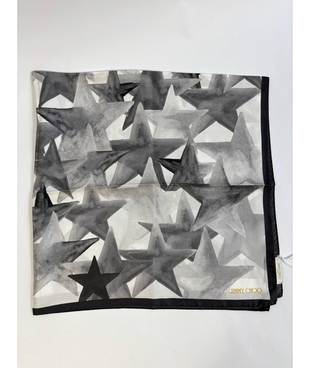 JIMMY CHOO Серый шелковый платок, фото 9
