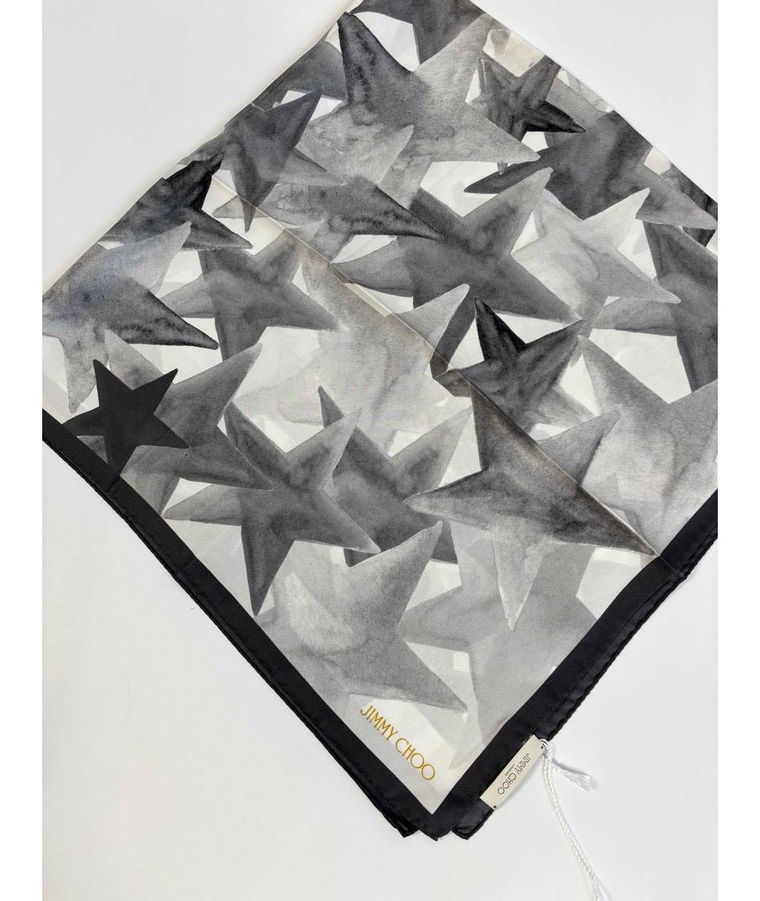 JIMMY CHOO Серый шелковый платок, фото 4