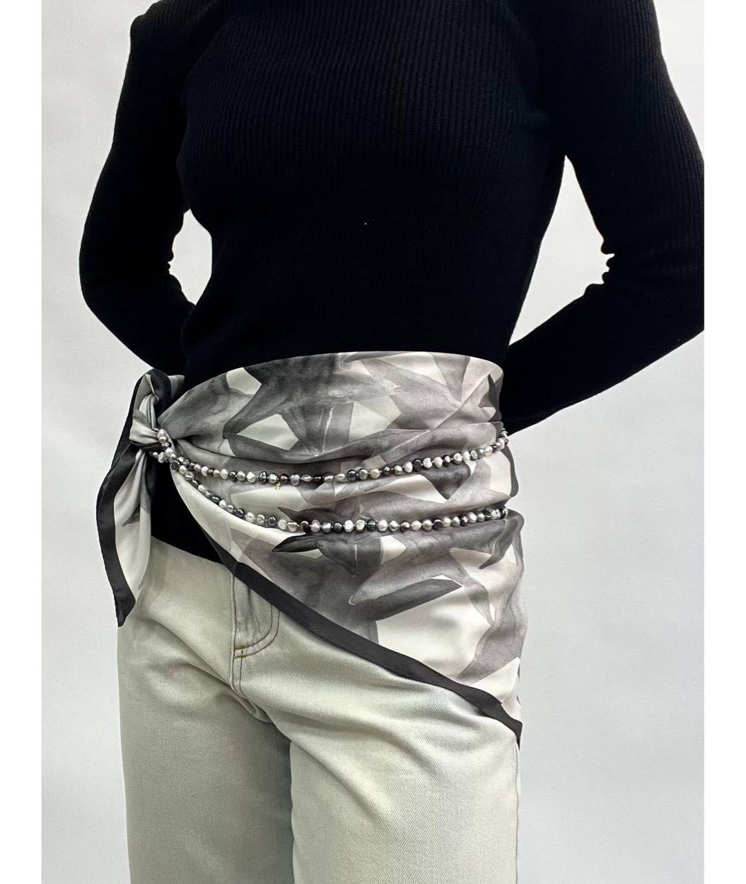 JIMMY CHOO Серый шелковый платок, фото 7