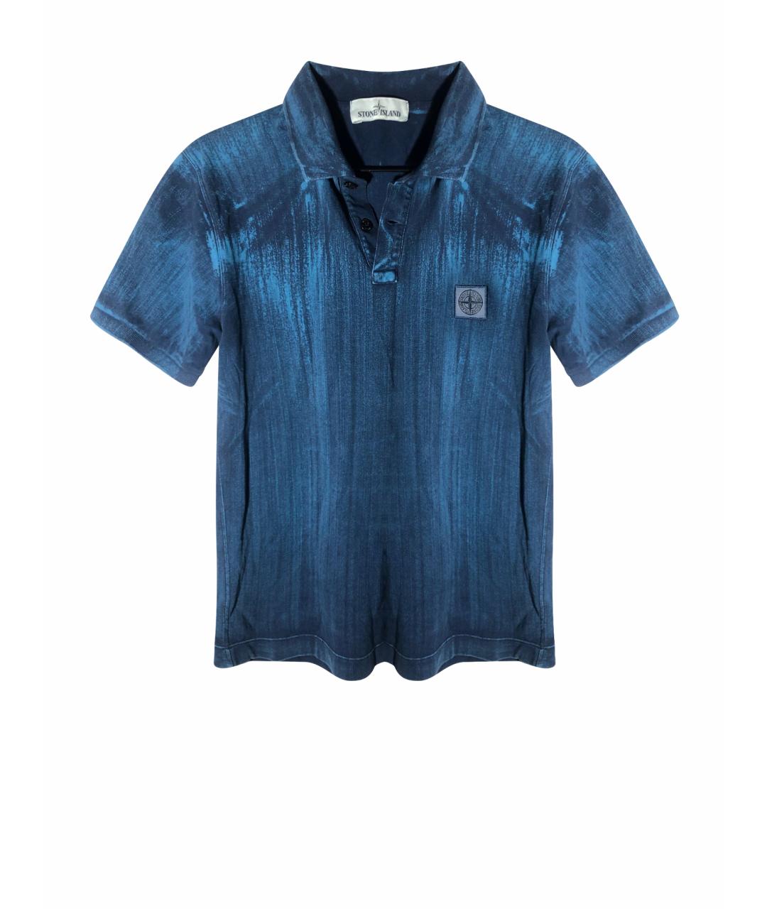 STONE ISLAND Синее хлопковое поло с коротким рукавом, фото 1