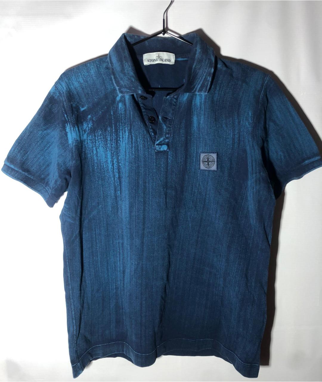 STONE ISLAND Синее хлопковое поло с коротким рукавом, фото 5