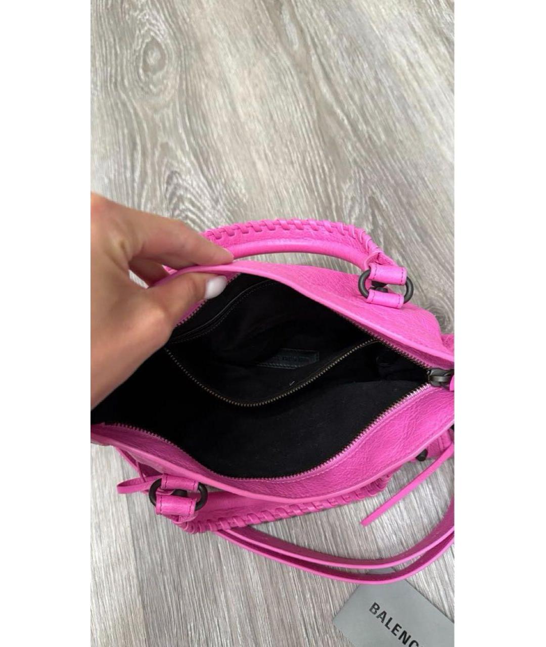 BALENCIAGA Розовая кожаная сумка с короткими ручками, фото 3