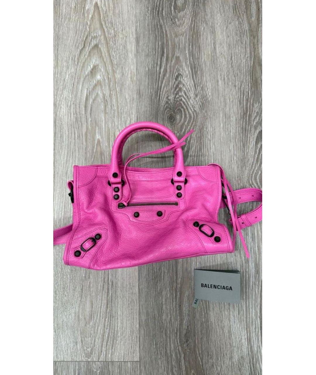 BALENCIAGA Розовая кожаная сумка с короткими ручками, фото 4