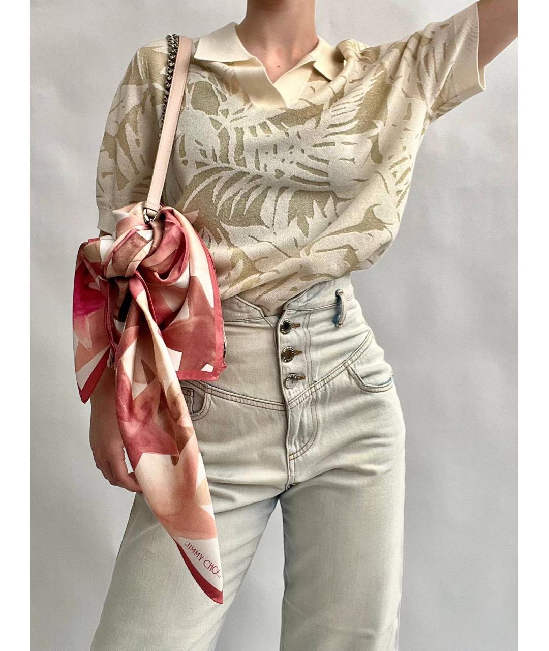 JIMMY CHOO Розовый шелковый платок, фото 8