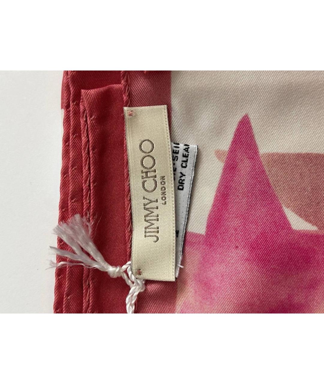 JIMMY CHOO Розовый шелковый платок, фото 3