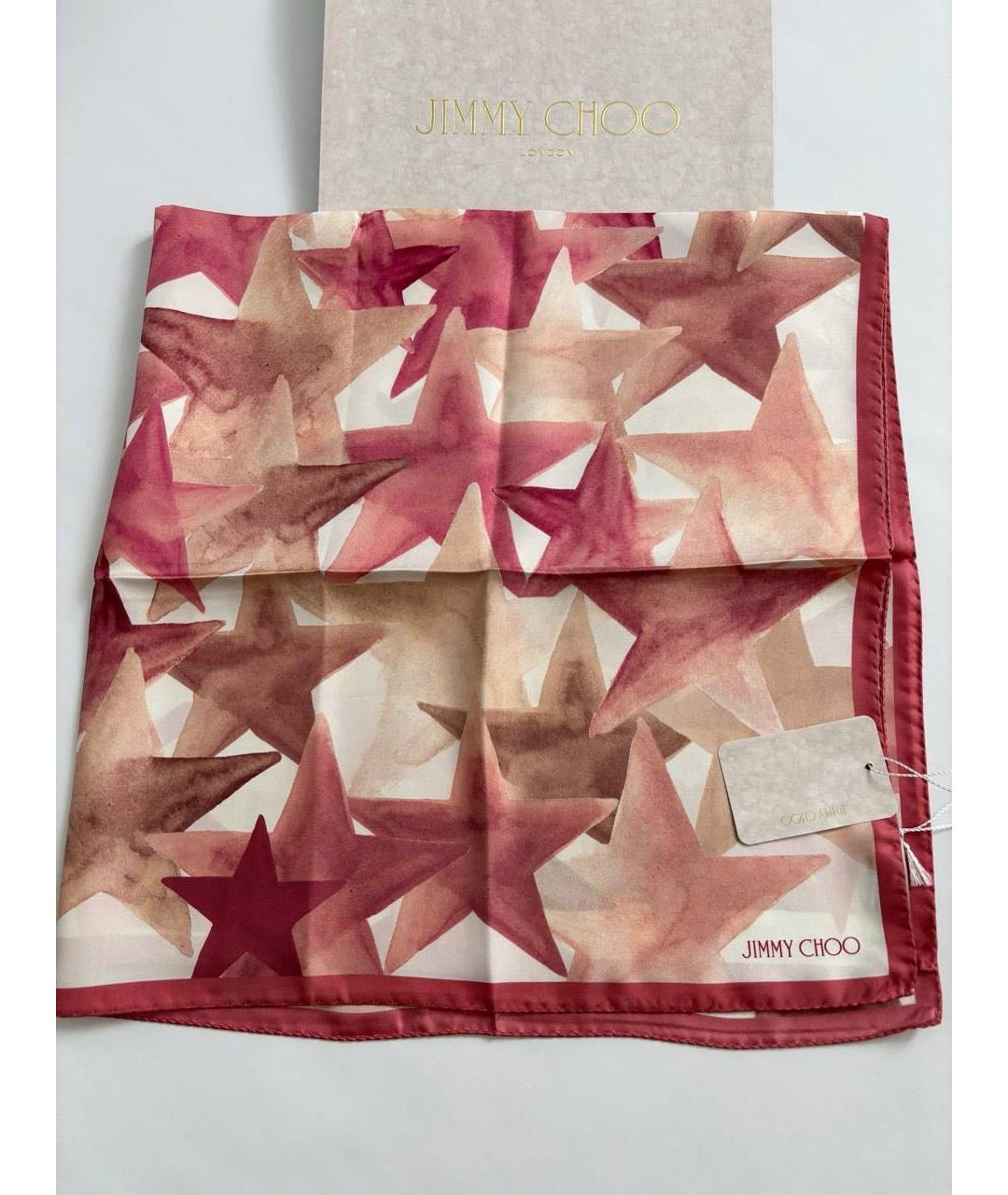 JIMMY CHOO Розовый шелковый платок, фото 5
