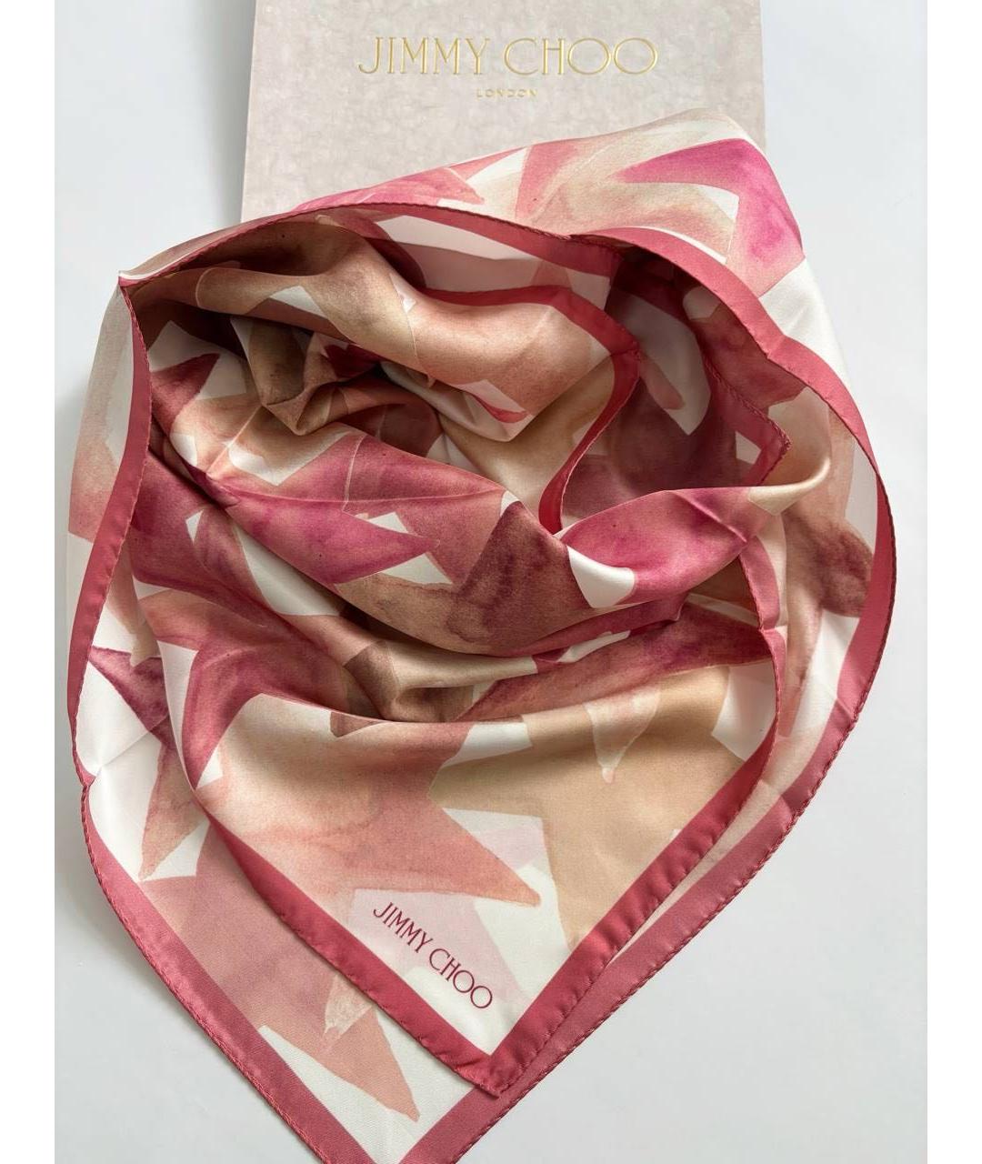 JIMMY CHOO Розовый шелковый платок, фото 2
