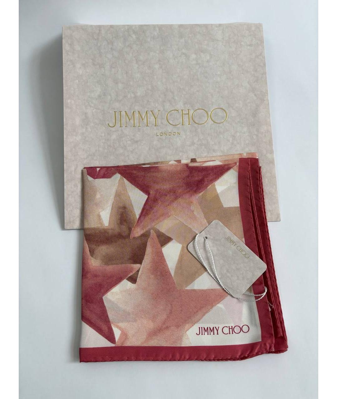 JIMMY CHOO Розовый шелковый платок, фото 8
