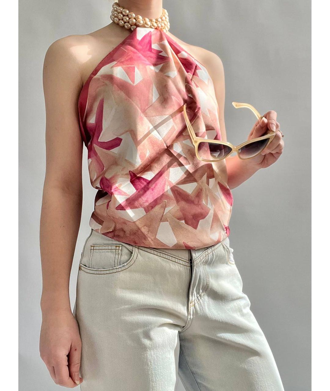 JIMMY CHOO Розовый шелковый платок, фото 7