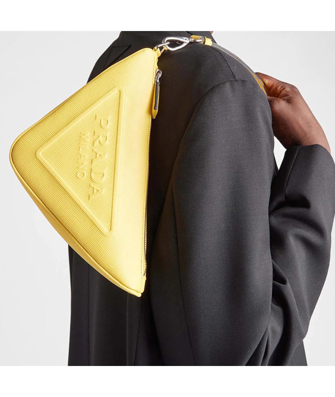 PRADA Желтая кожаная сумка на плечо, фото 5