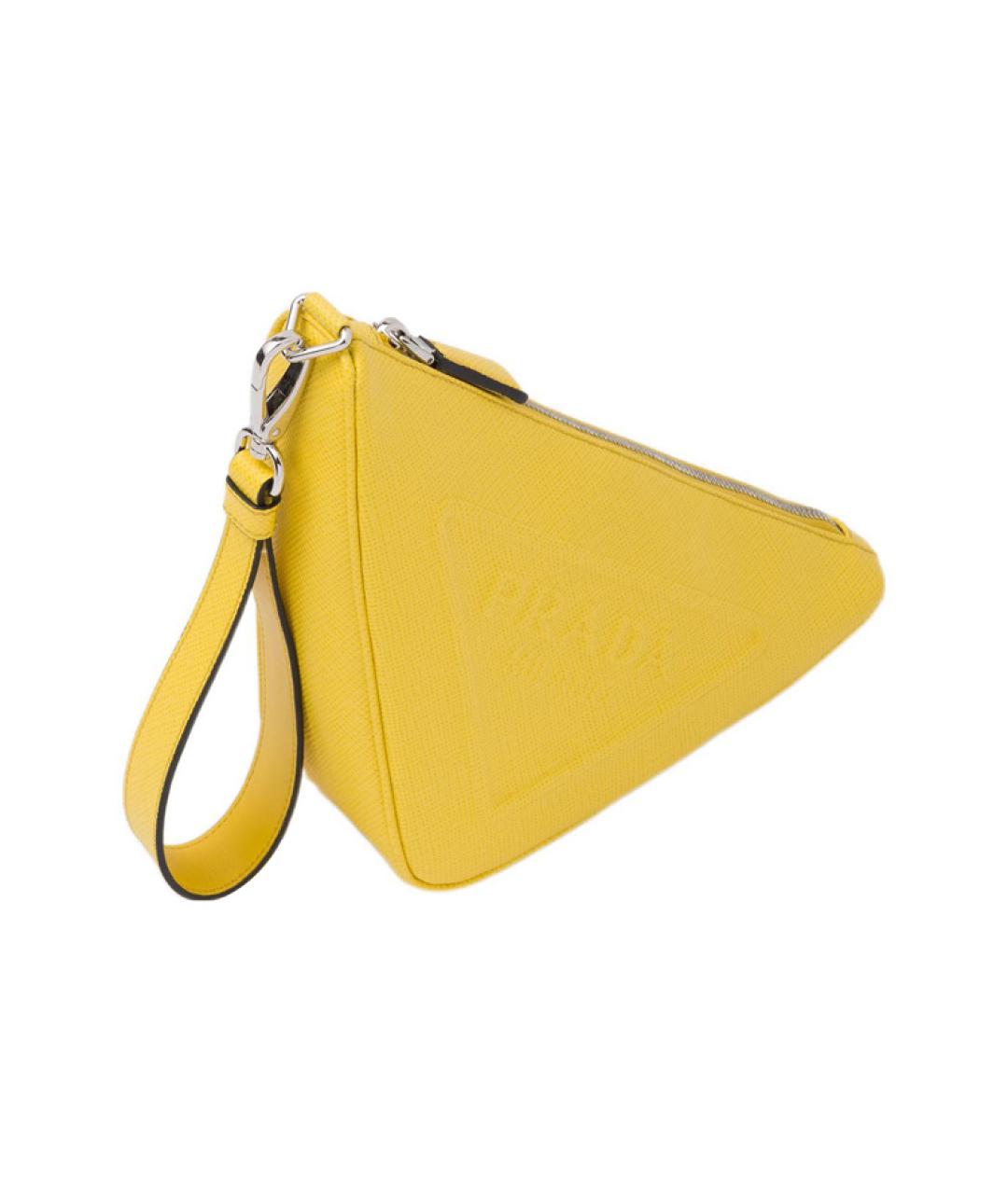 PRADA Желтая кожаная сумка на плечо, фото 2