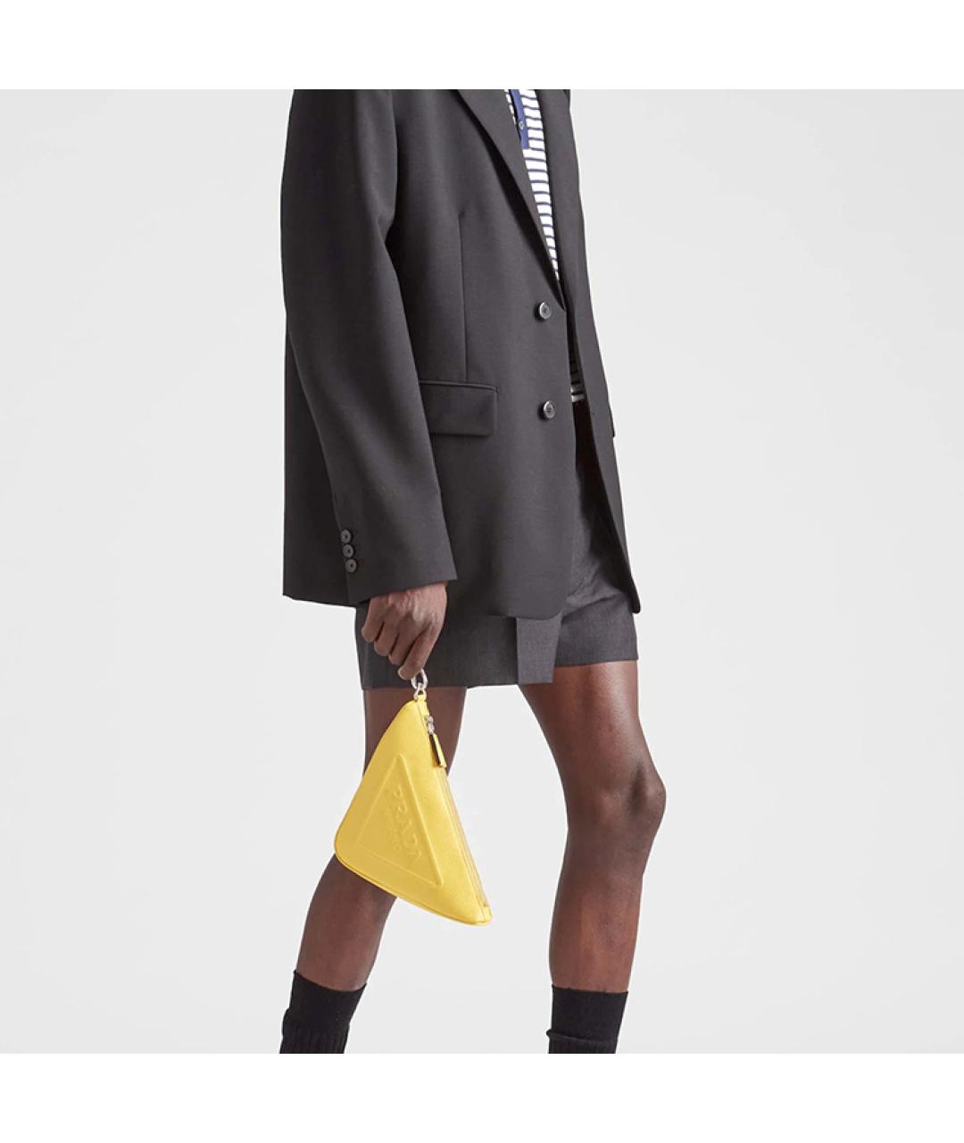 PRADA Желтая кожаная сумка на плечо, фото 4