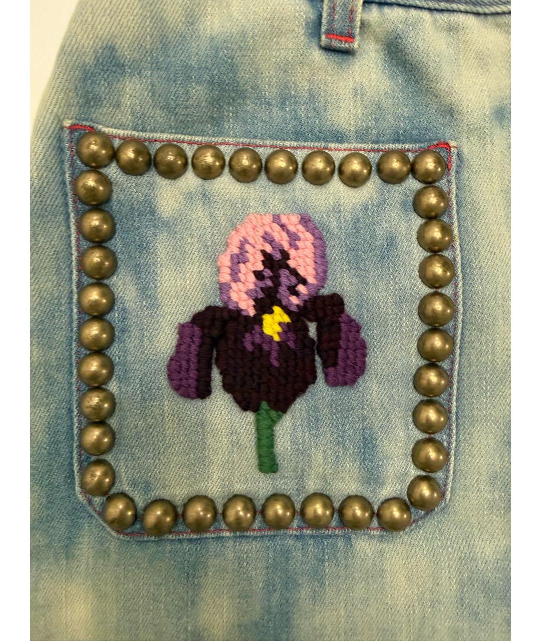 GUCCI Голубая хлопковая юбка мини, фото 6