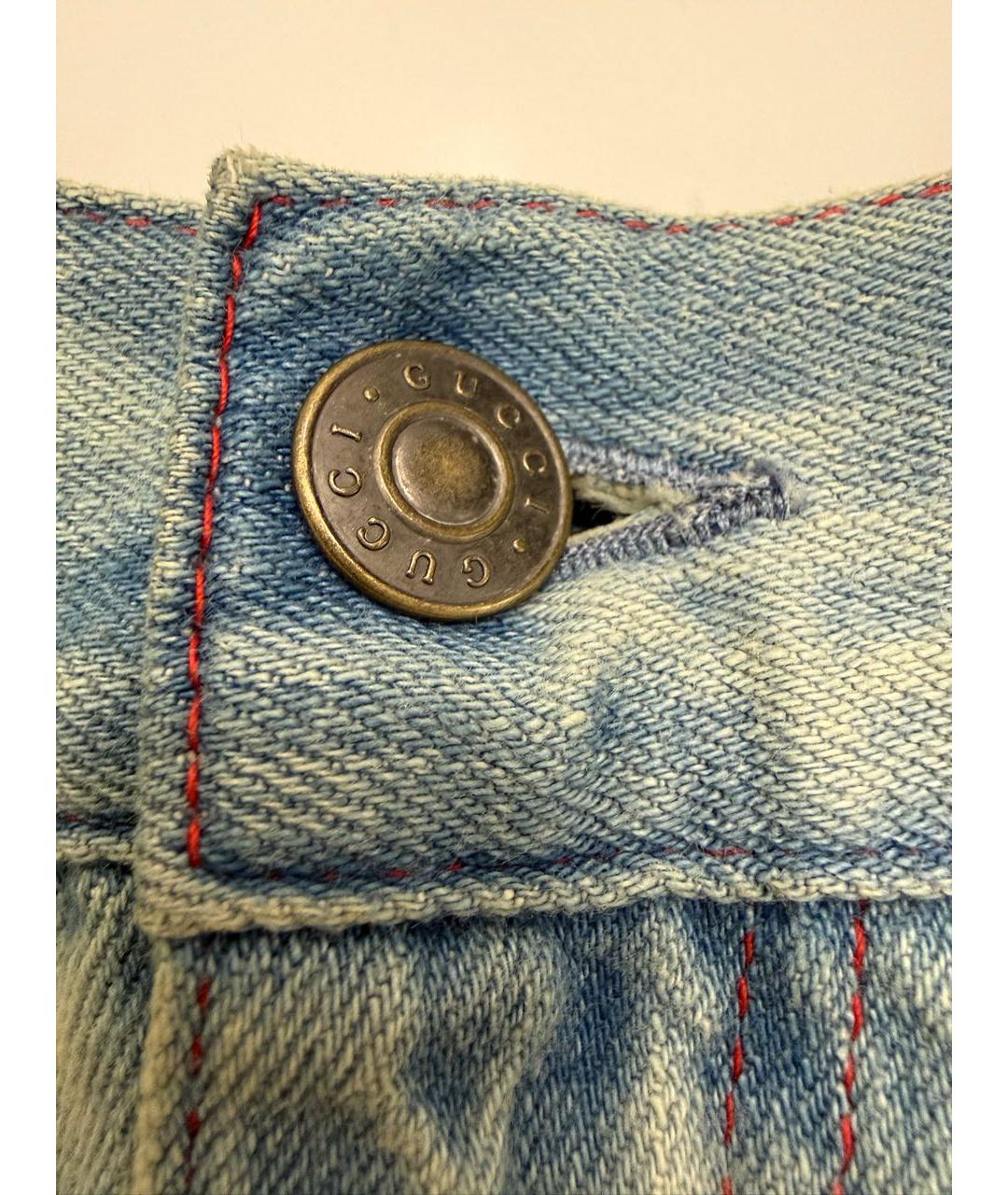 GUCCI Голубая хлопковая юбка мини, фото 7