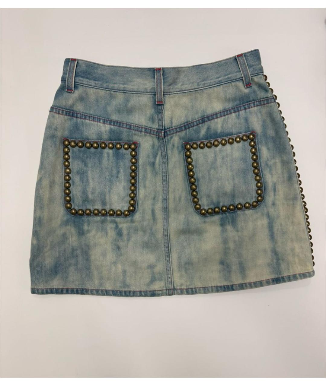 GUCCI Голубая хлопковая юбка мини, фото 2