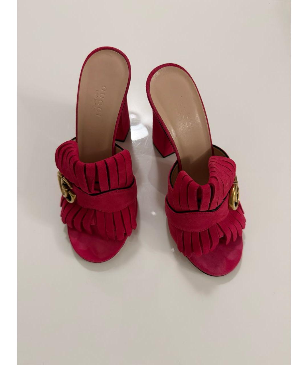 GUCCI Фуксия замшевые мюли, фото 4