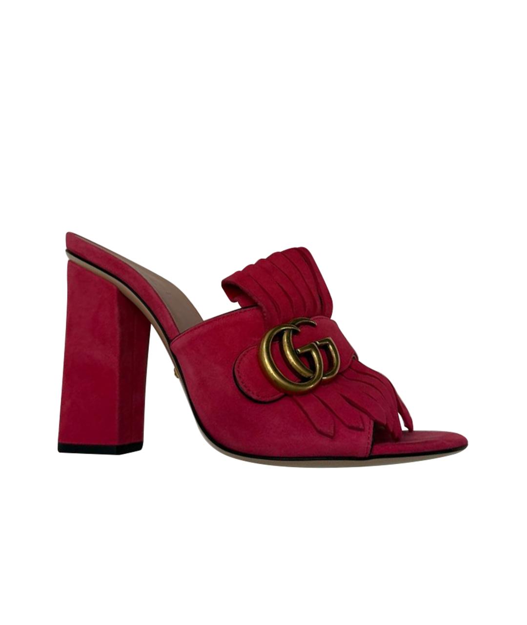 GUCCI Фуксия замшевые мюли, фото 1