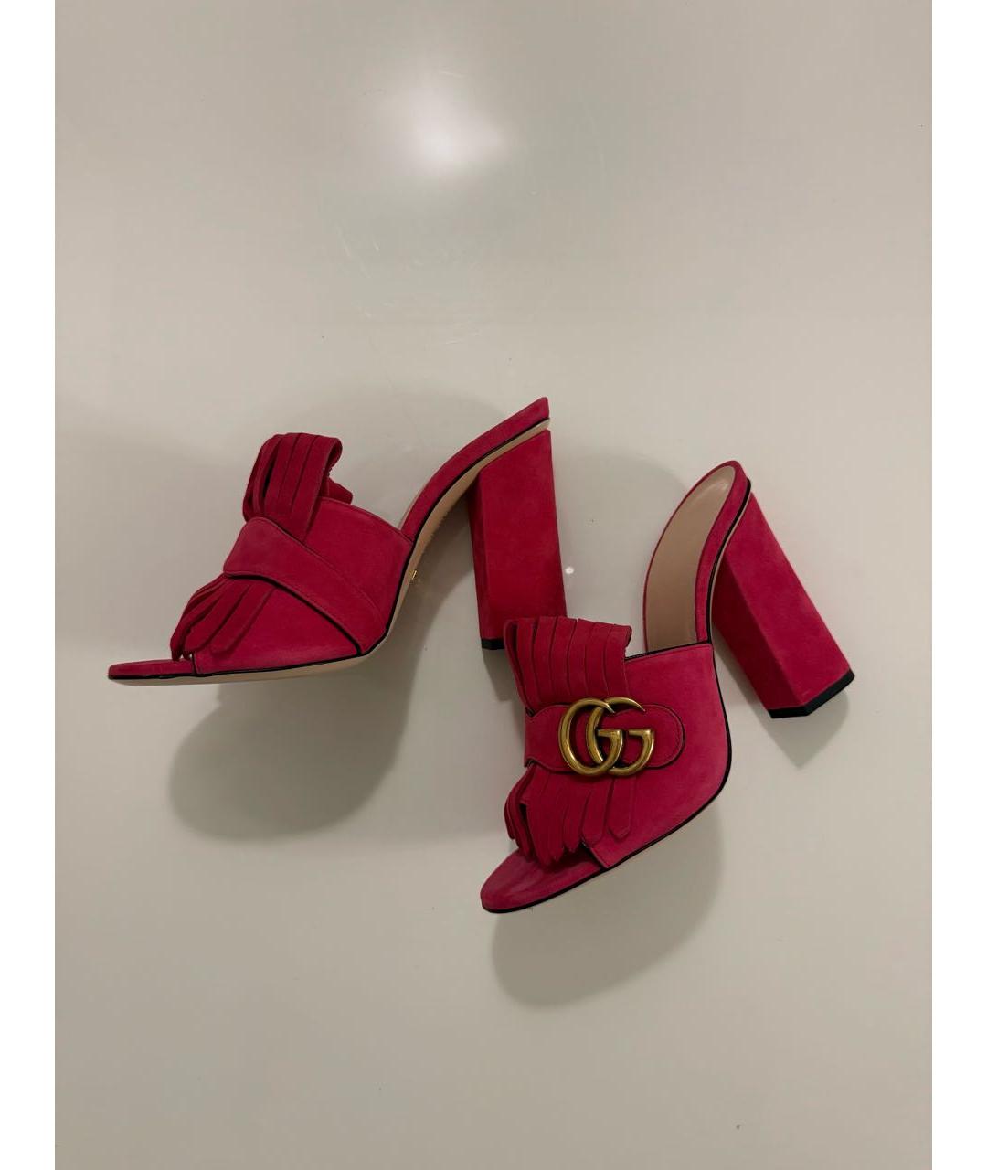 GUCCI Фуксия замшевые мюли, фото 3