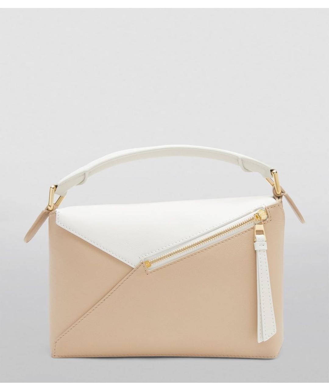 LOEWE Бежевая кожаная сумка с короткими ручками, фото 5