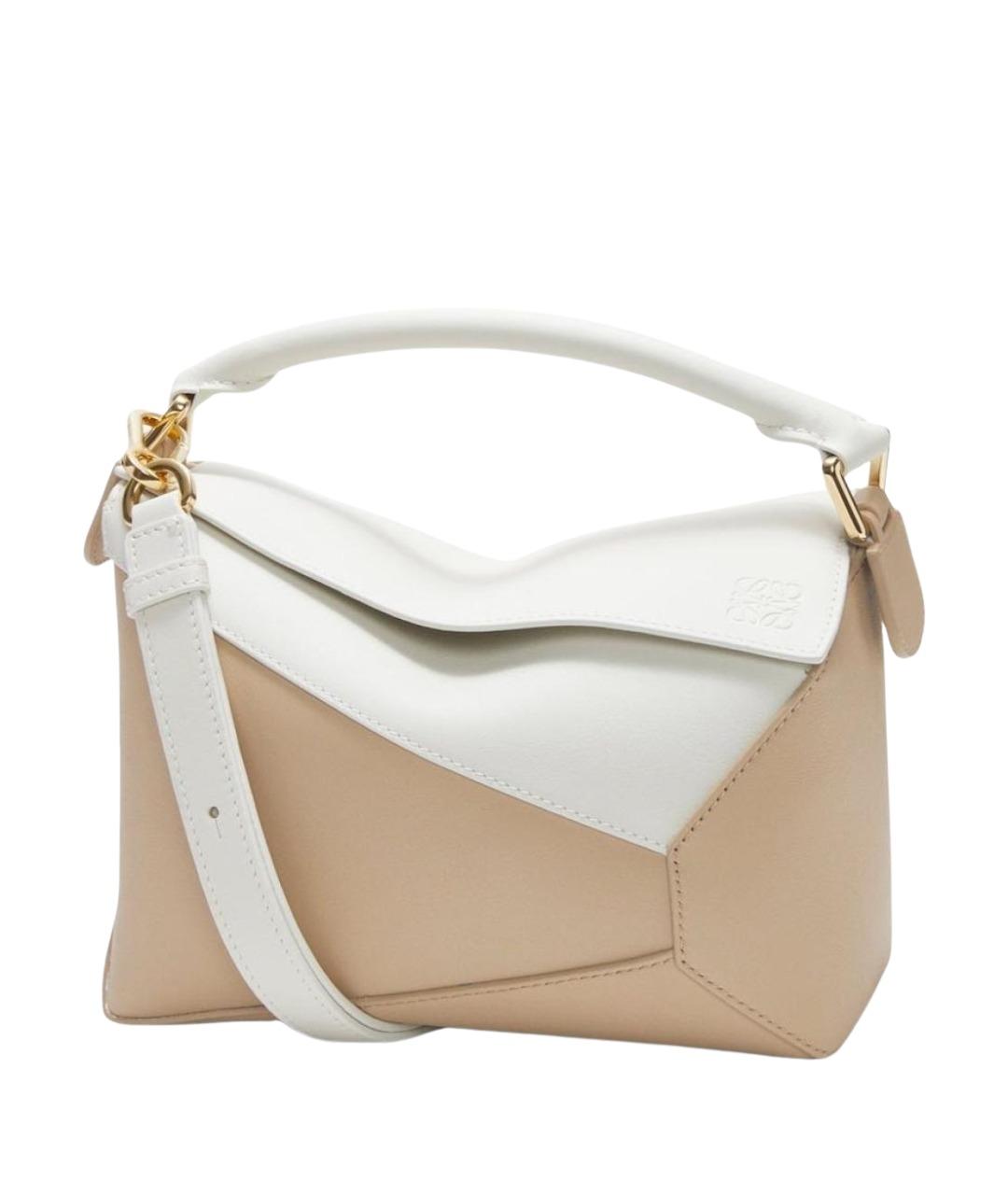 LOEWE Бежевая кожаная сумка с короткими ручками, фото 1