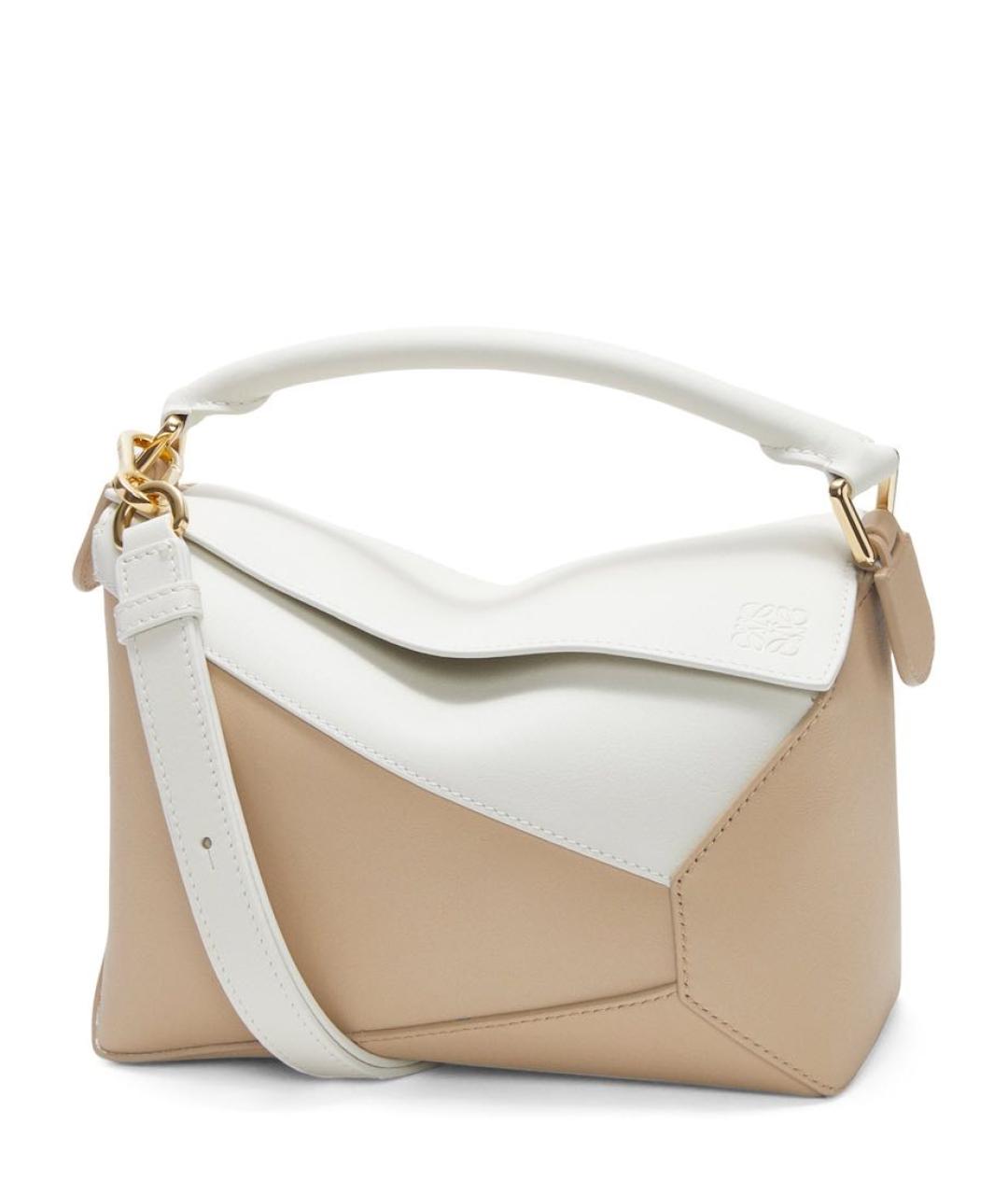 LOEWE Бежевая кожаная сумка с короткими ручками, фото 9