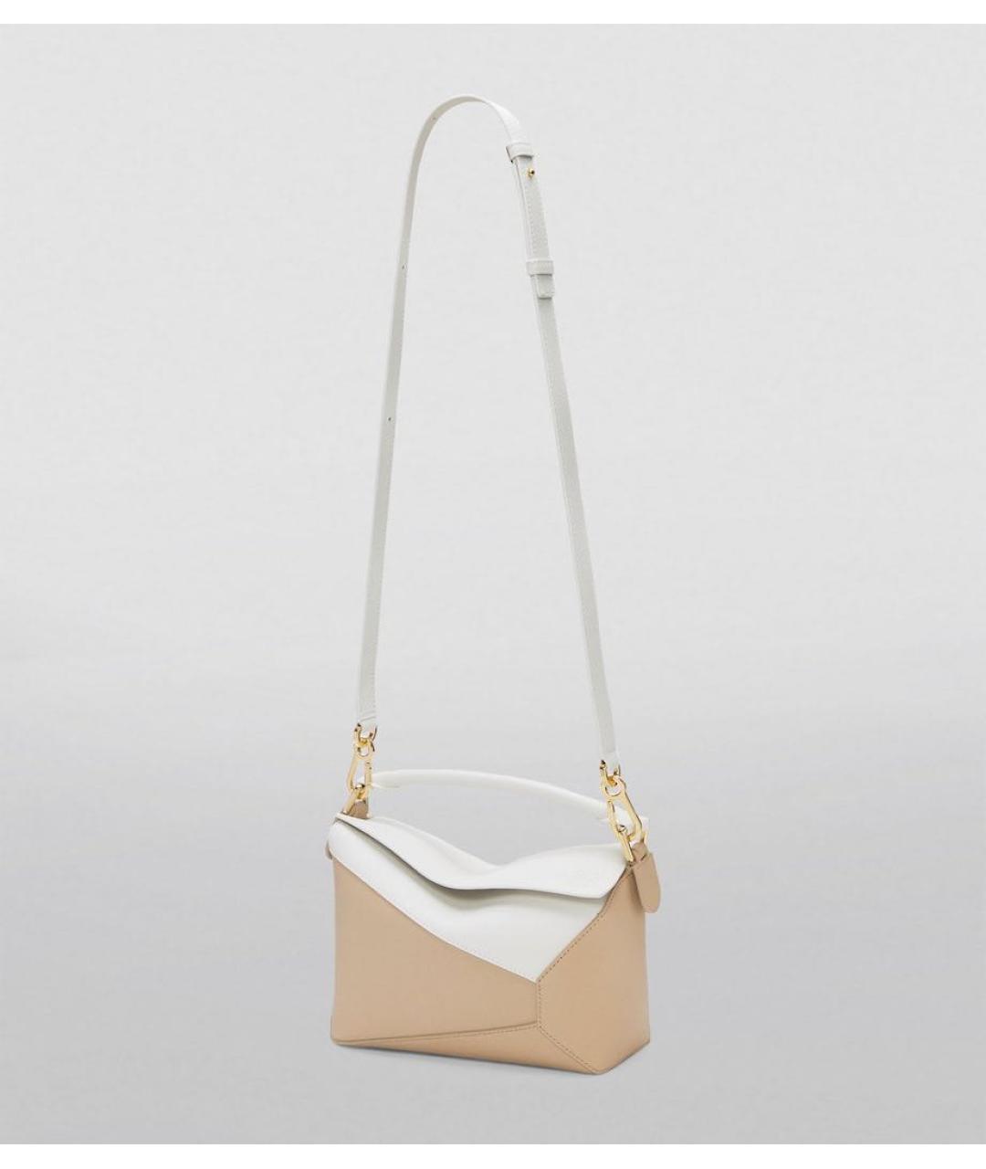 LOEWE Бежевая кожаная сумка с короткими ручками, фото 8