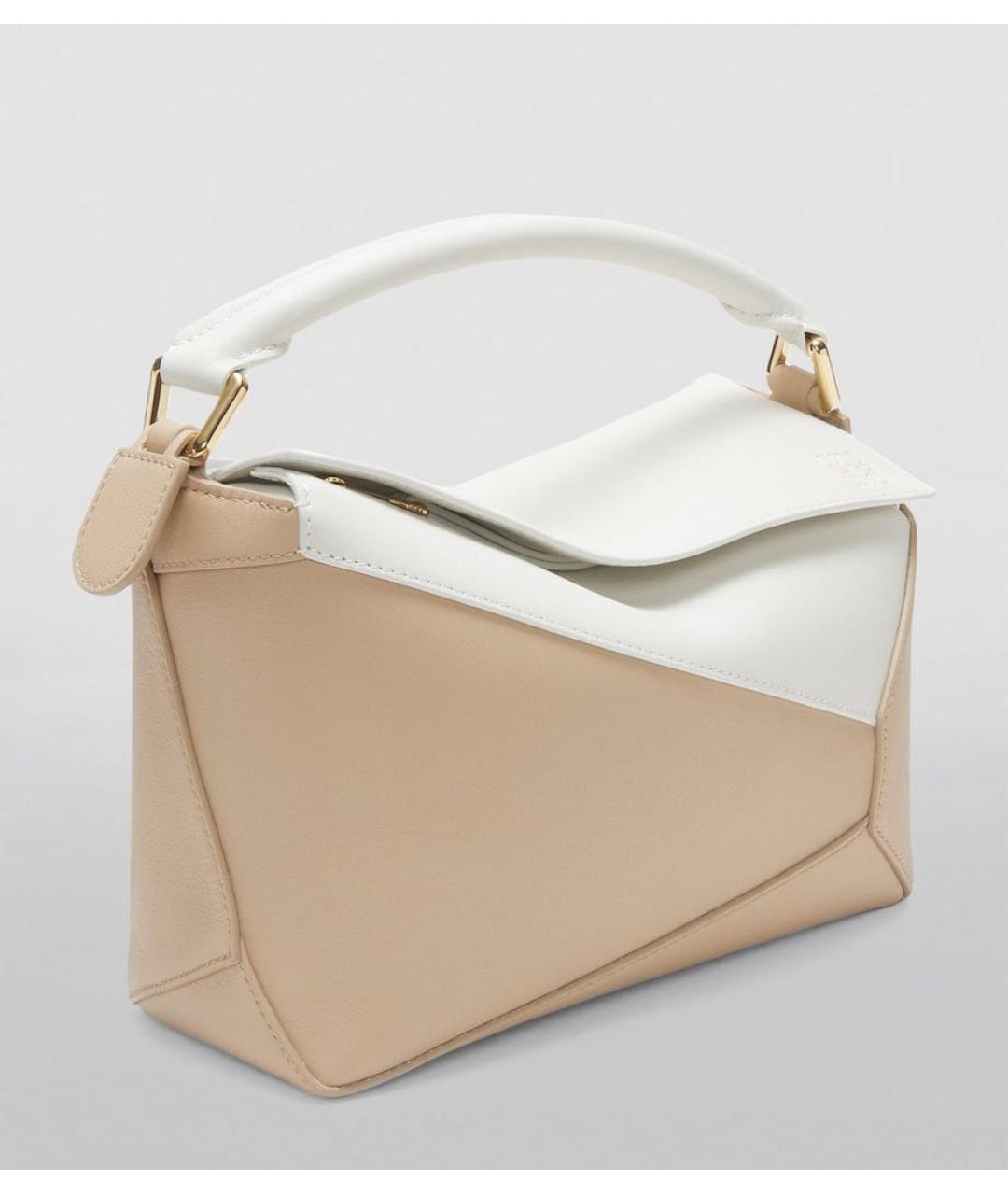 LOEWE Бежевая кожаная сумка с короткими ручками, фото 4