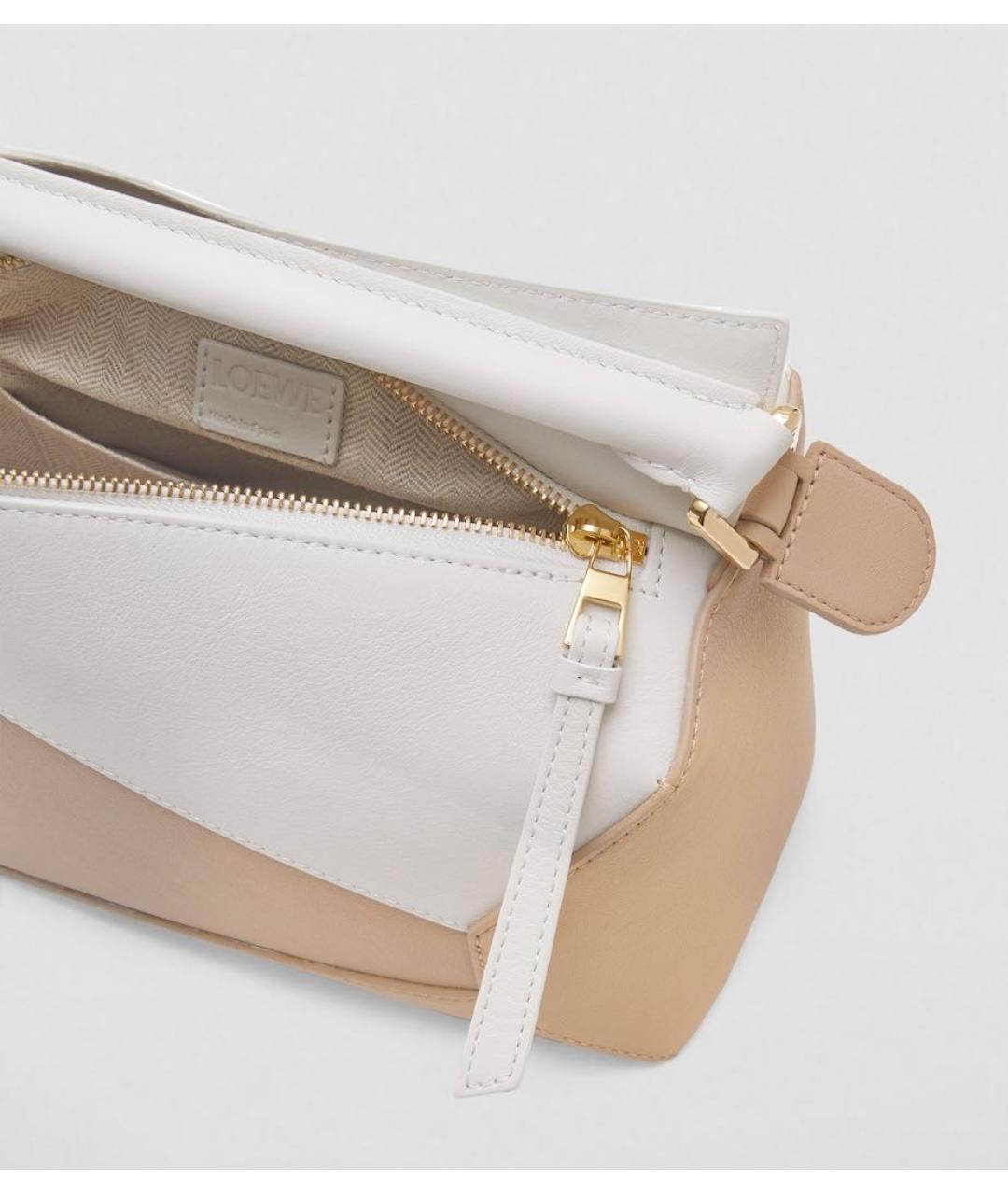 LOEWE Бежевая кожаная сумка с короткими ручками, фото 6