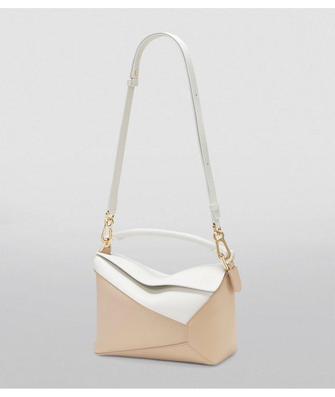 LOEWE Бежевая кожаная сумка с короткими ручками, фото 7