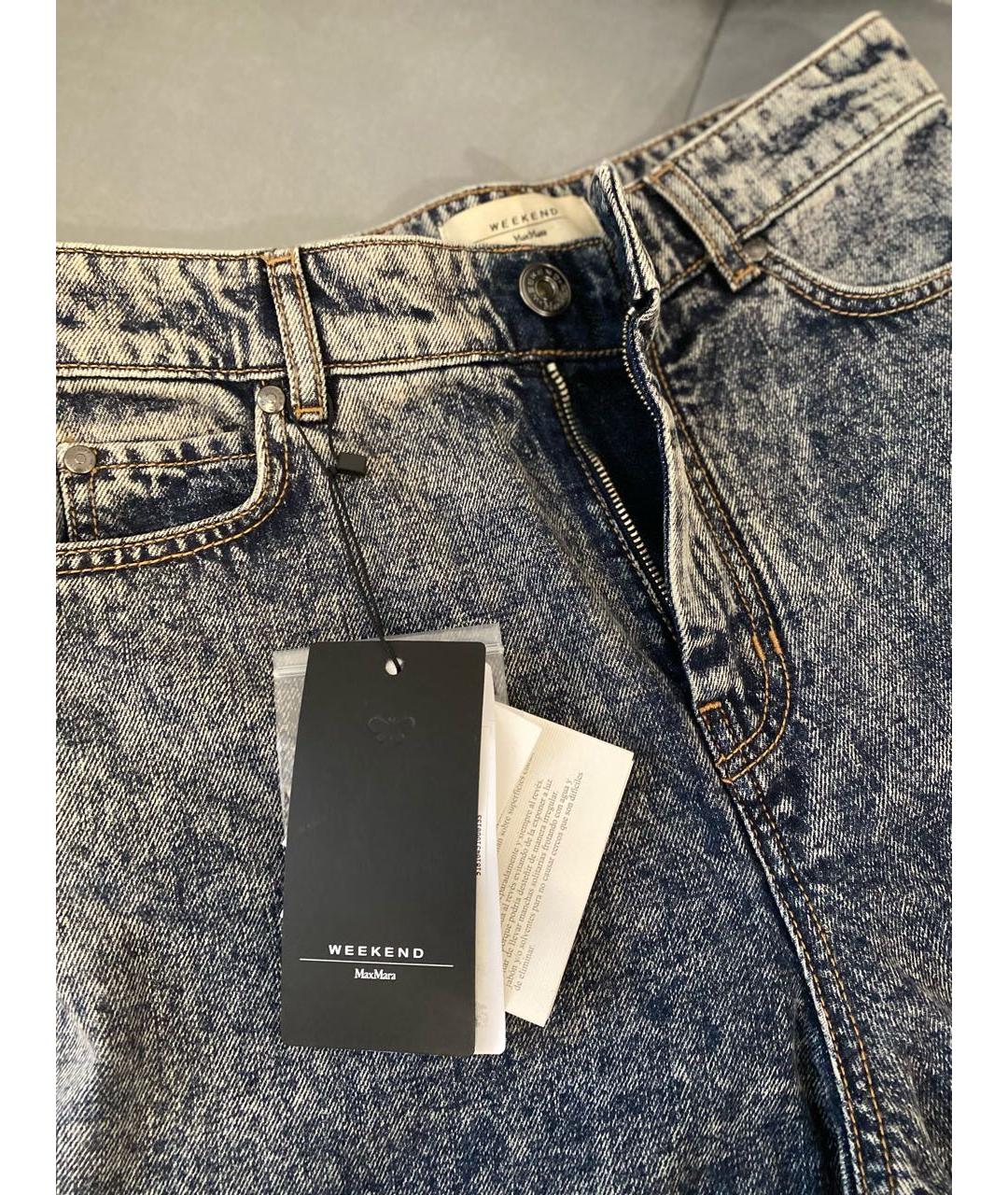 WEEKEND MAX MARA Темно-синие хлопковые джинсы клеш, фото 6
