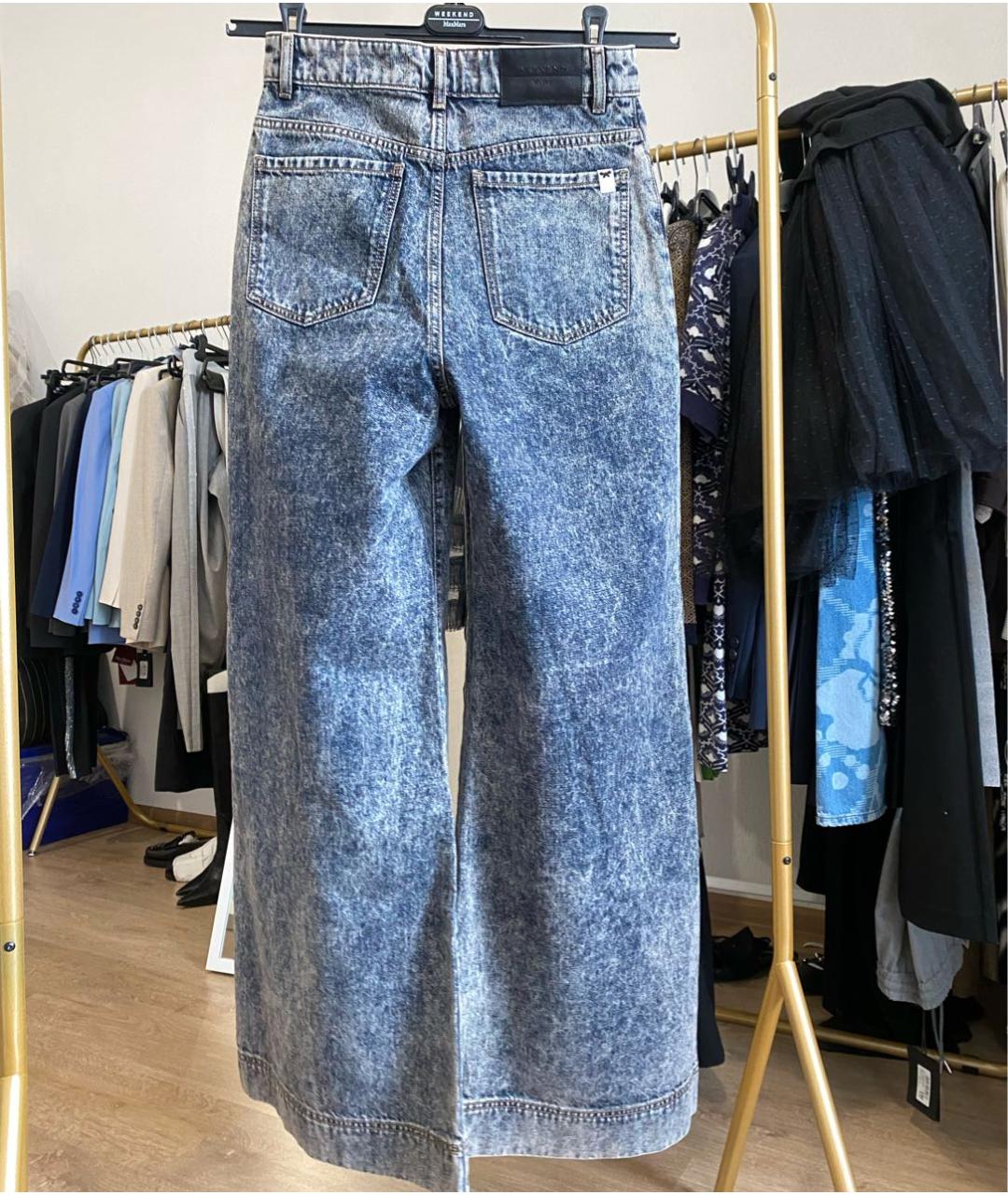 WEEKEND MAX MARA Темно-синие хлопковые джинсы клеш, фото 2