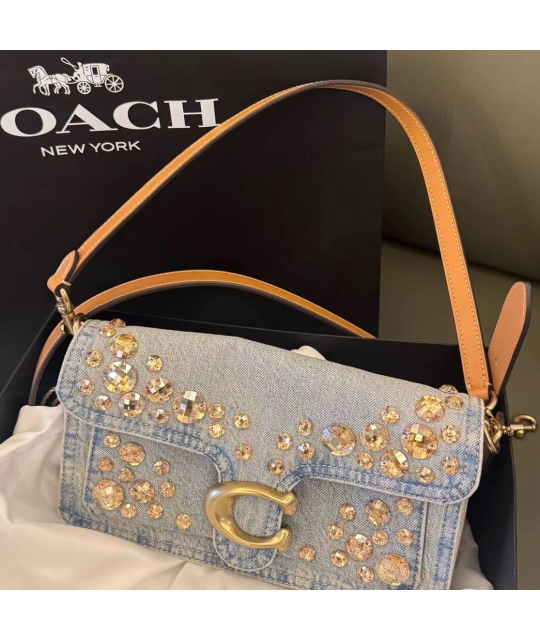 COACH Голубая деним сумка через плечо, фото 5