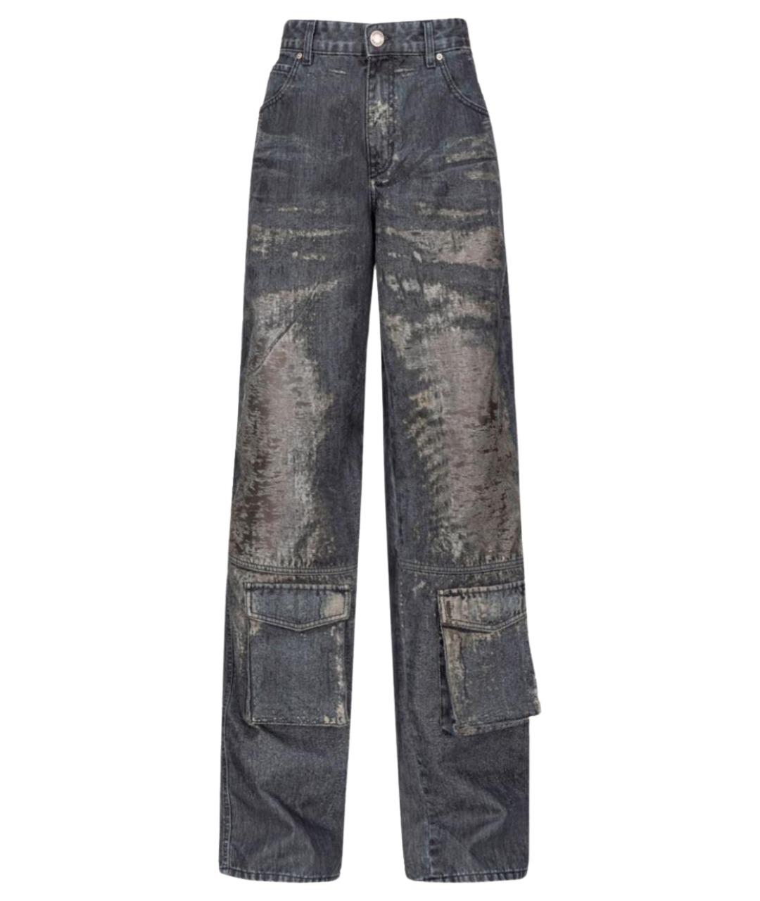 PINKO Антрацитовые хлопко-полиэстеровые прямые джинсы, фото 1