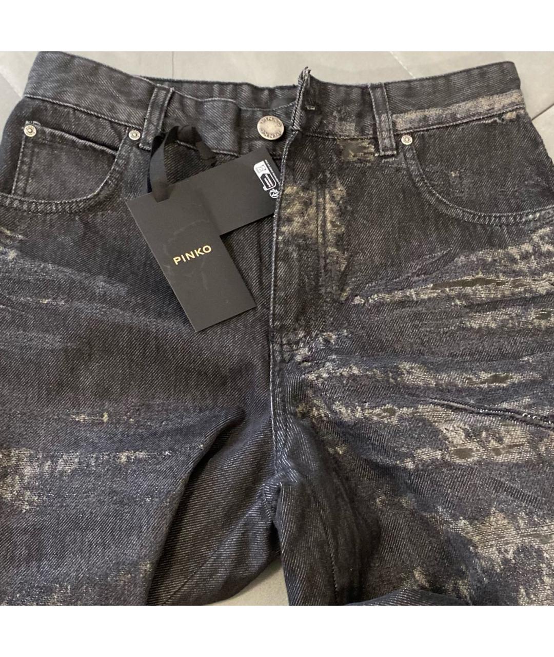PINKO Антрацитовые хлопко-полиэстеровые прямые джинсы, фото 4